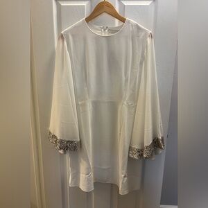 Sachin + Babi (Anthropologie) Cream and Silver Sequinned Dress
